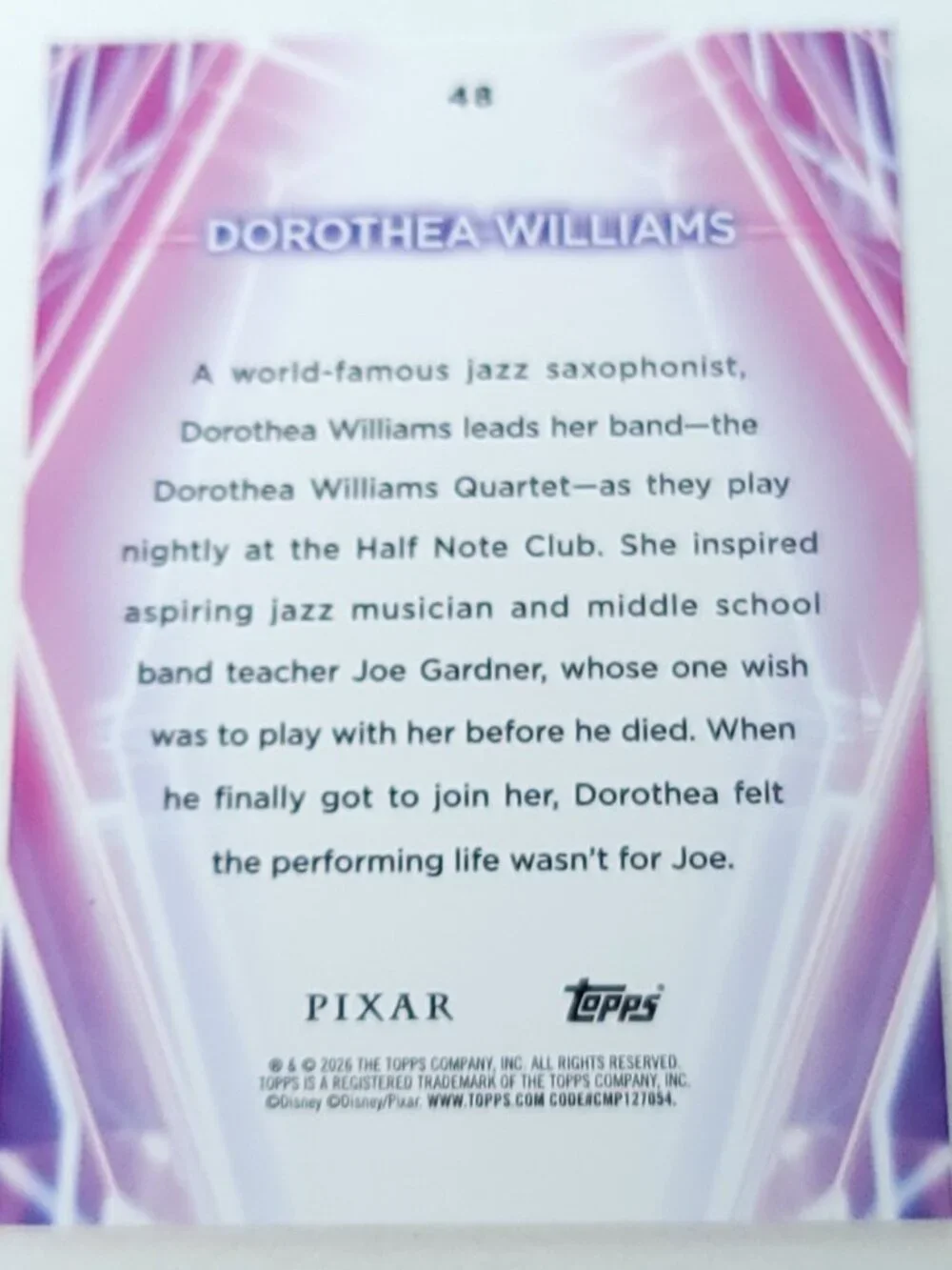 Dorothea Williams Topps 2026 Disney Neon Gold Holo Parallel Limited 18/50 - Picture 4 of 4
